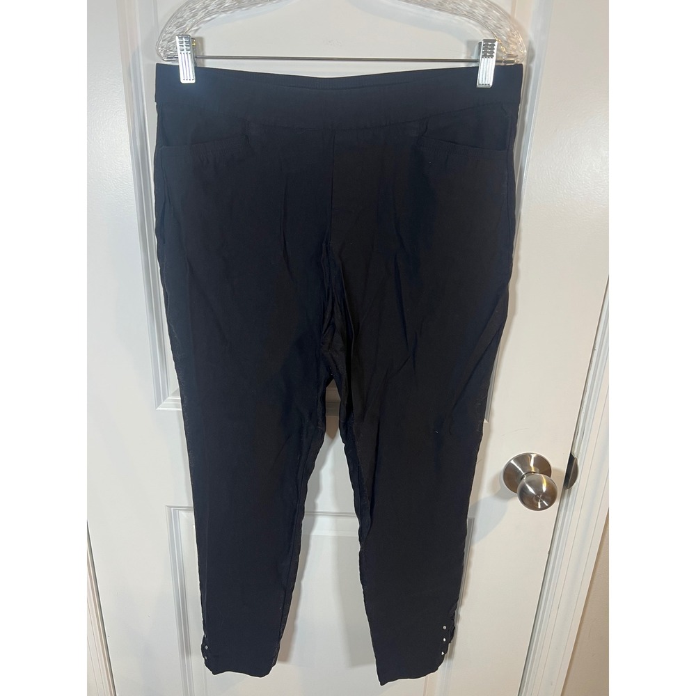 Roz & Ali Womens Pants‎ Lattice Stud Hem Black Size 12